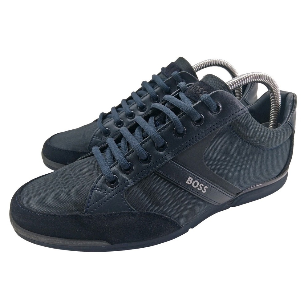 BOSS Shoes Mens Size 8 Blue Suede Low Top Casual Sneakers Comfort 50471235